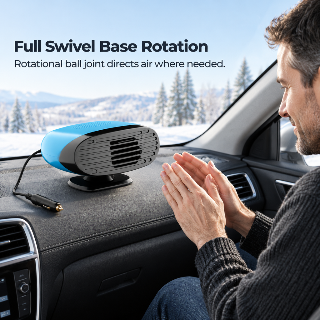 🔥🎁Nyhet 50 % RABATT🔥Mini-fläkt (12 V/24 V) för bil och defroster, för avimning och uppvärmning av vindrutan