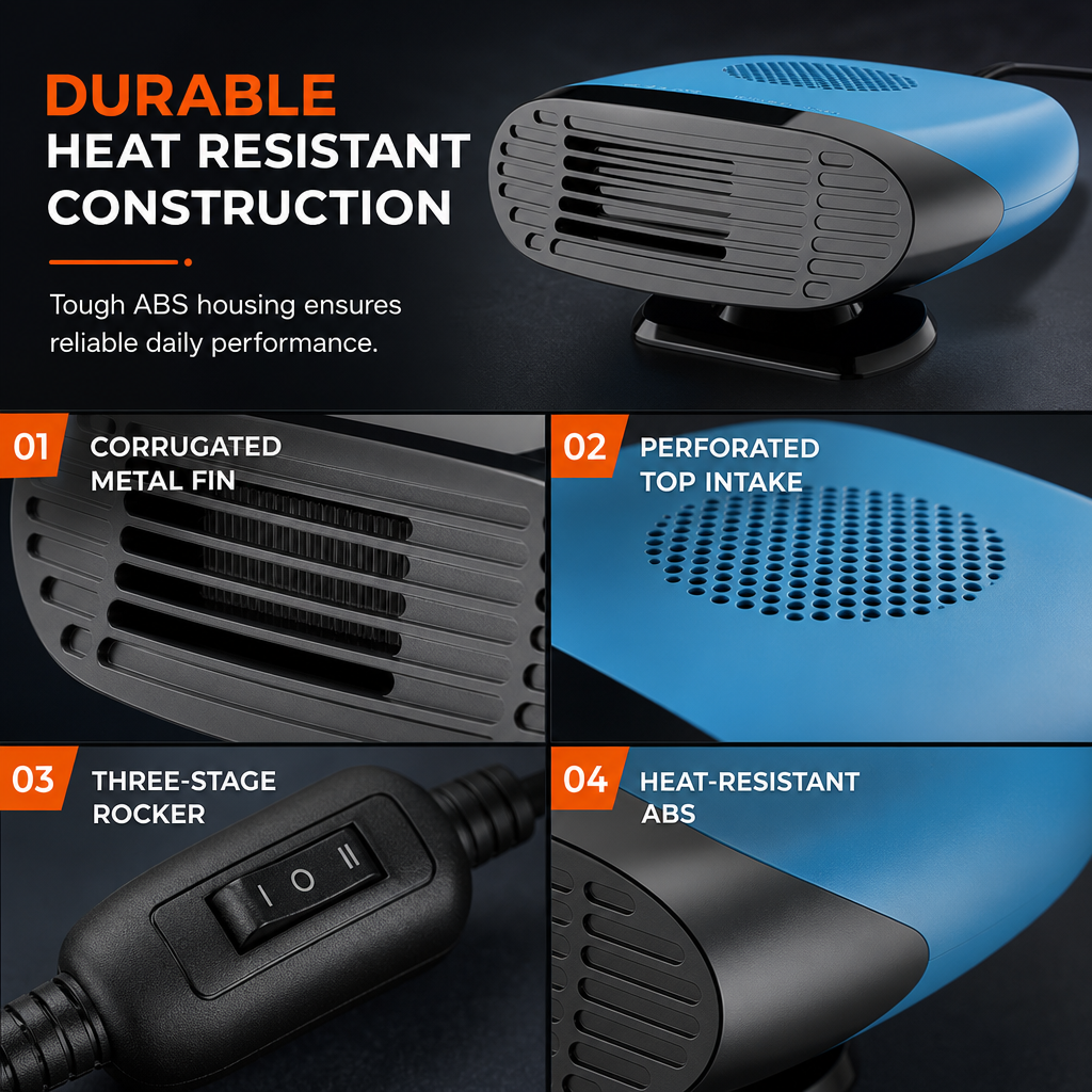 🔥🎁Nyhet 50 % RABATT🔥Mini-fläkt (12 V/24 V) för bil och defroster, för avimning och uppvärmning av vindrutan