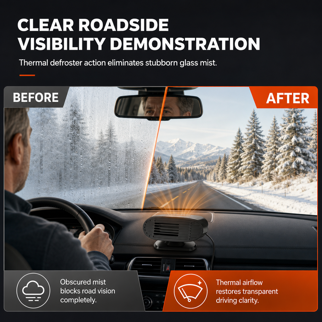 🔥🎁Nyhet 50 % RABATT🔥Mini-fläkt (12 V/24 V) för bil och defroster, för avimning och uppvärmning av vindrutan