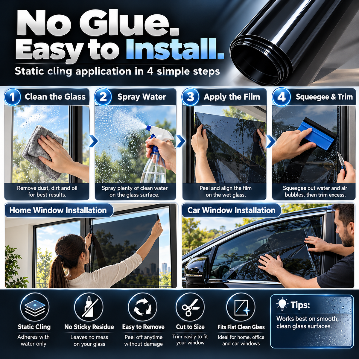 🌞 50% RABATT NU! Multi-Purpose Scratch-Resistant Window Tint Film – UV-skydd, värmeduktion & reptåligt lager – perfekt för bilfönster, hemfönster och glasdörrar ✨