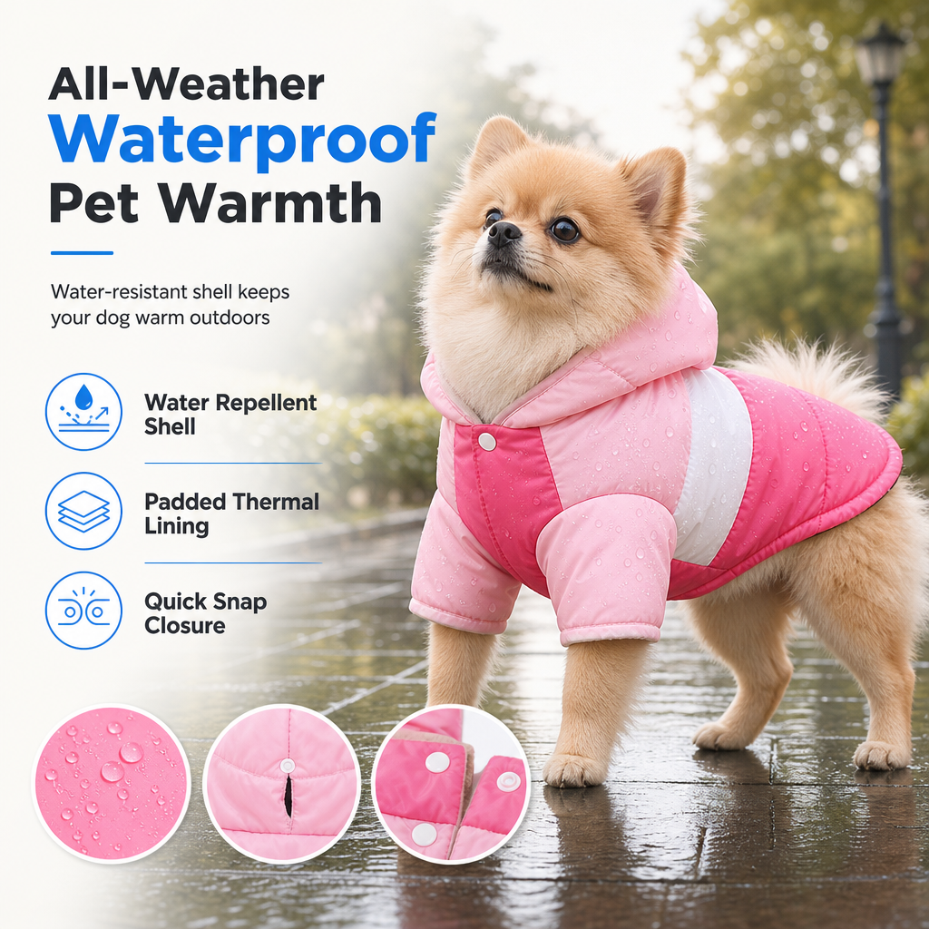 🐶 50% RABATT! ✨ Varm & Vattentät Vinterjacka med Huva för Hund – Vintertäcke i Termofleece ❄️🐾