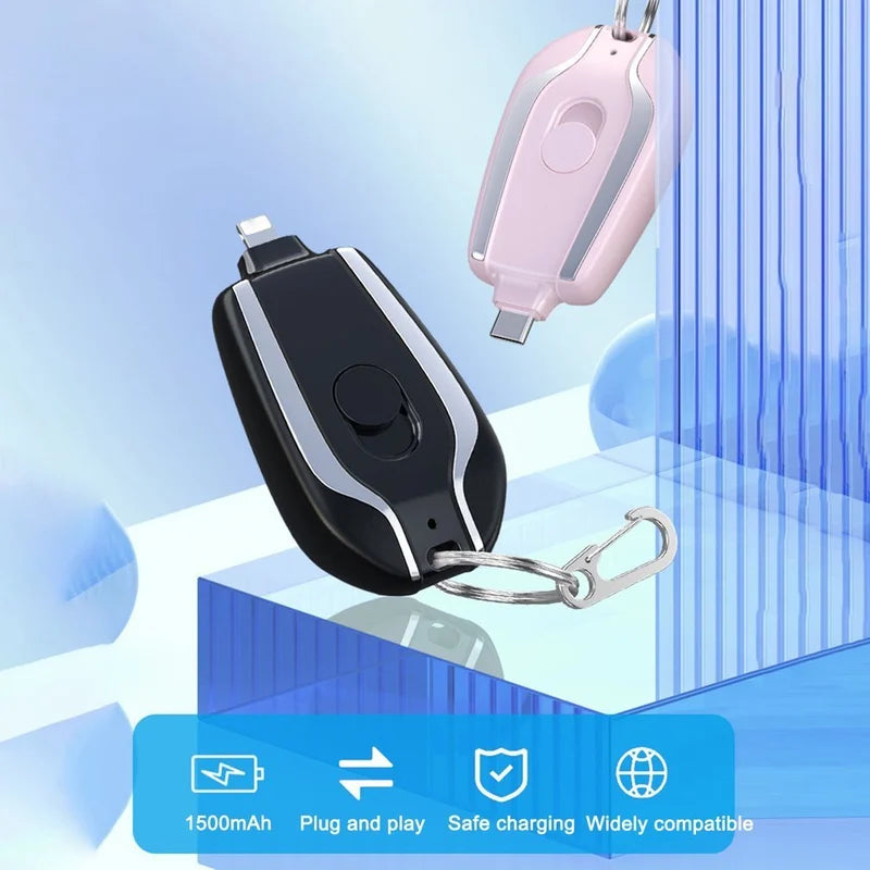 🔋 50 % RABATT NU! 🗝️ Nyckelringsbar laddningsbank med 1500 mAh – ultralätt, Type-C & snabbladdning för nödsituationer 📱