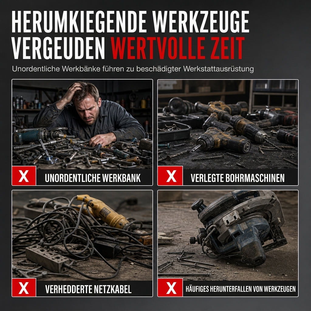 🧰 50 % RABATT NU! 🔧 Robust väggmonterad stålställning för elverktyg – sidohålplattor & hög bärförmåga för verkstaden 🛠️