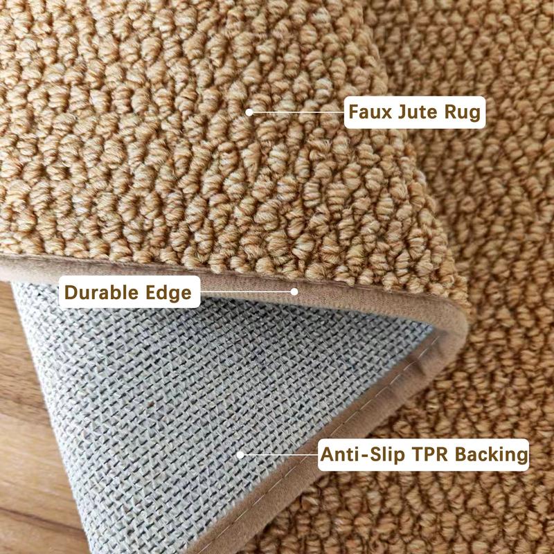⏰50 % RABATT – SISTA CHANSEN⏰ Halksäker matta i imiterad jute – TPR-undersida, rustik struktur – Slitstarka sömmar, vågformad – 40 x 60 cm – Naturbrun! 🔥