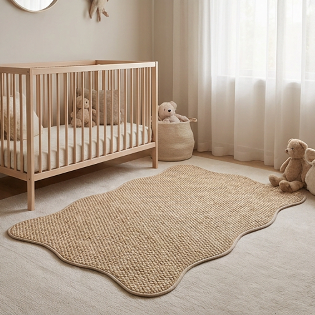 ⏰50 % RABATT – SISTA CHANSEN⏰ Halksäker matta i imiterad jute – TPR-undersida, rustik struktur – Slitstarka sömmar, vågformad – 40 x 60 cm – Naturbrun! 🔥