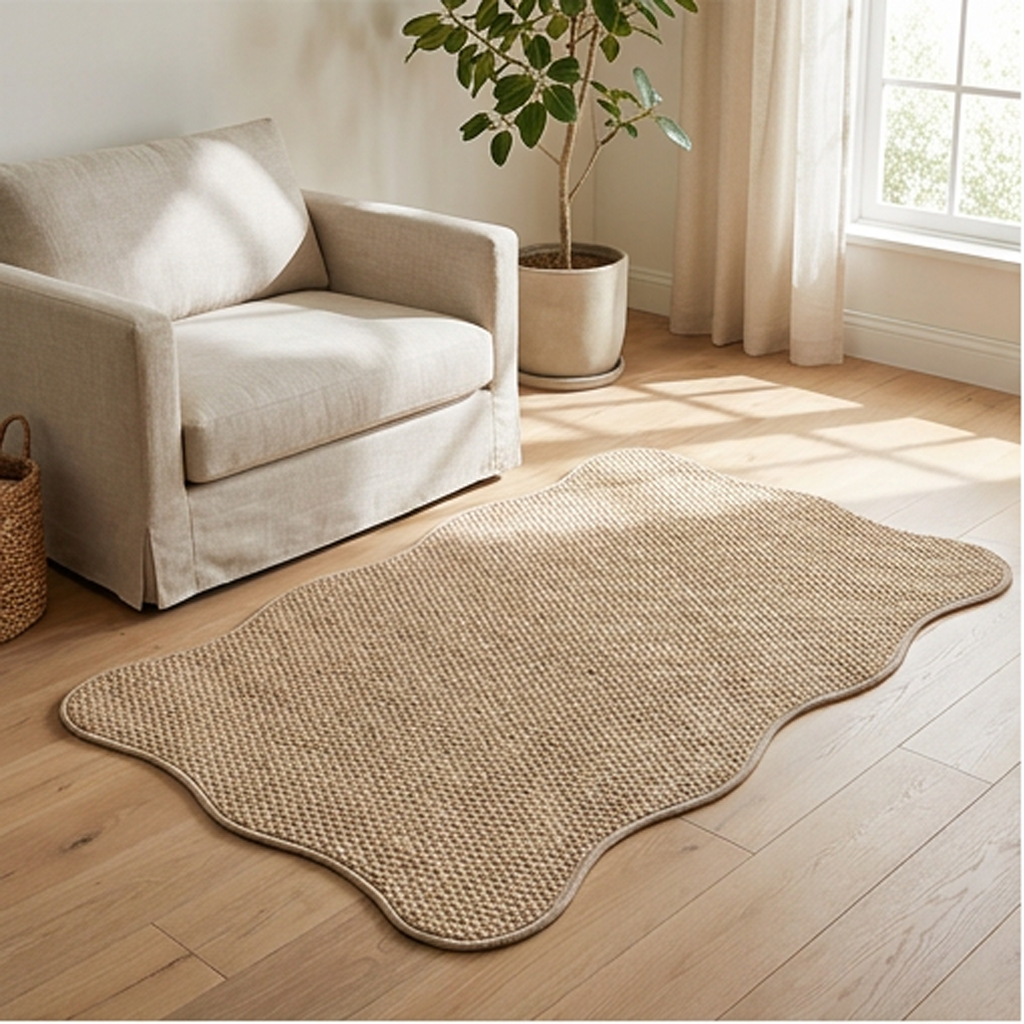 ⏰50 % RABATT – SISTA CHANSEN⏰ Halksäker matta i imiterad jute – TPR-undersida, rustik struktur – Slitstarka sömmar, vågformad – 40 x 60 cm – Naturbrun! 🔥