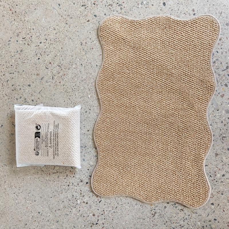 ⏰50 % RABATT – SISTA CHANSEN⏰ Halksäker matta i imiterad jute – TPR-undersida, rustik struktur – Slitstarka sömmar, vågformad – 40 x 60 cm – Naturbrun! 🔥