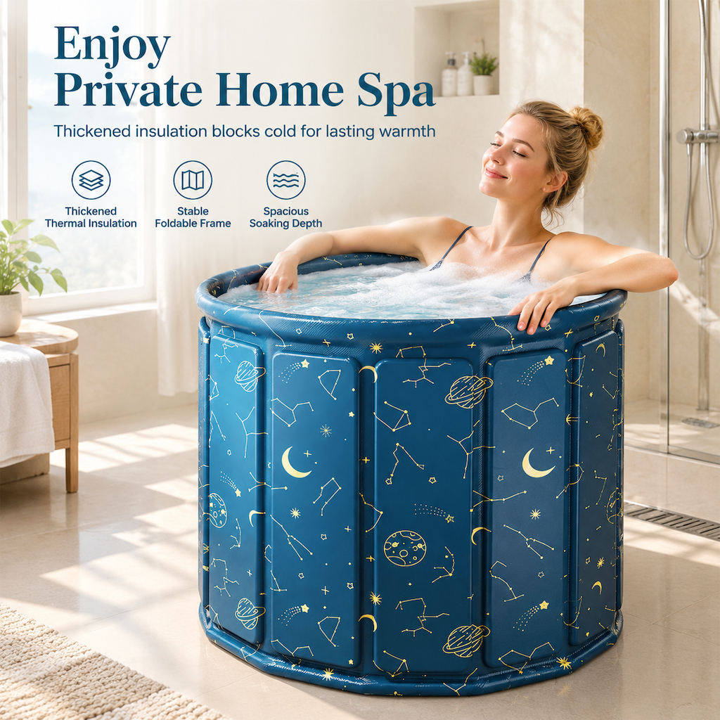 🛁 50 % RABATT NU! 💆 Bärbart hopfällbart badkar med flerskiktsisolering – privat hemmaspa & varmt badvatten i små utrymmen ✨
