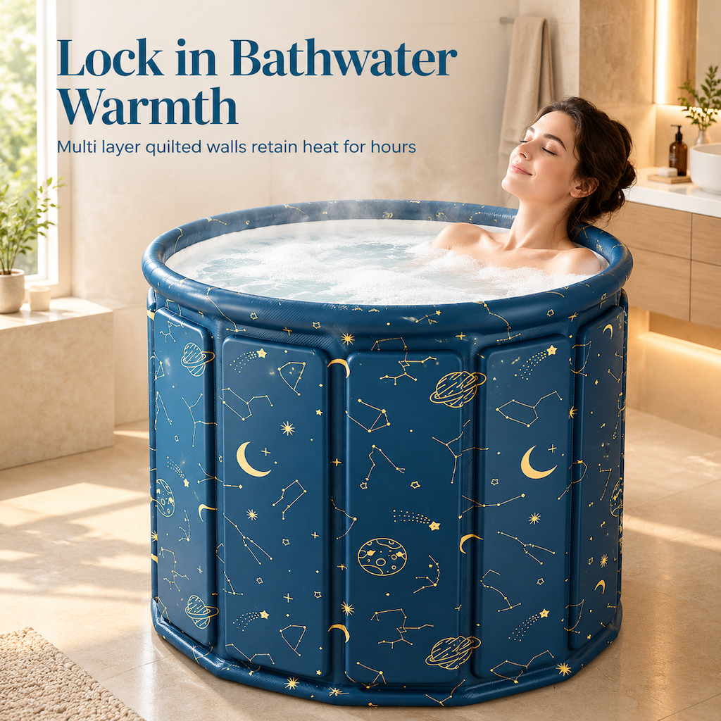 🛁 50 % RABATT NU! 💆 Bärbart hopfällbart badkar med flerskiktsisolering – privat hemmaspa & varmt badvatten i små utrymmen ✨