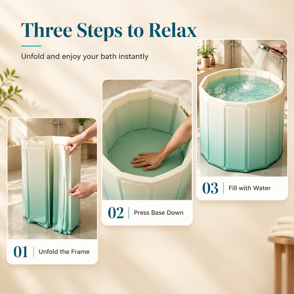 🛁 50 % RABATT NU! 💆 Bärbart hopfällbart badkar med flerskiktsisolering – privat hemmaspa & varmt badvatten i små utrymmen ✨