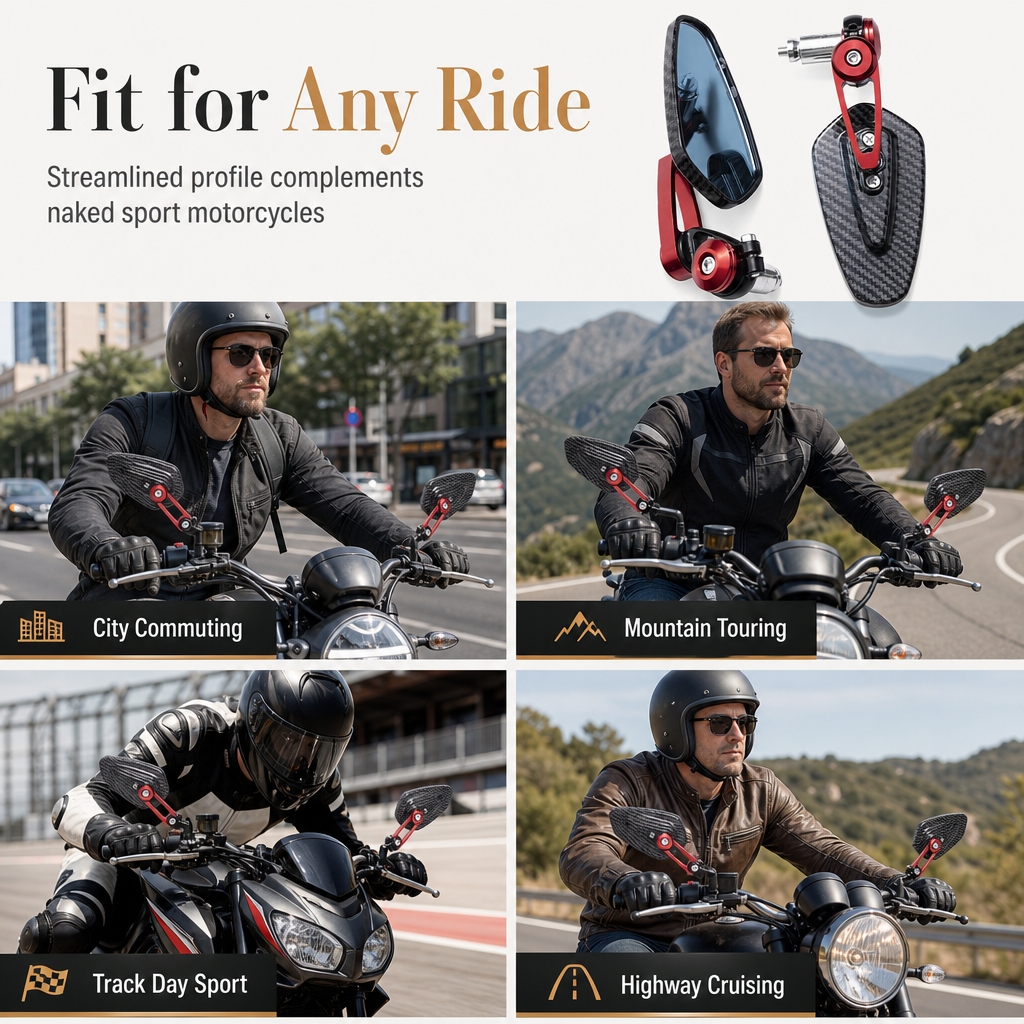 Motorcycle Handlebar End Rear View Mirror Side Mirror Compatible with 150NK 250NK NK400 650NK ST Baboon