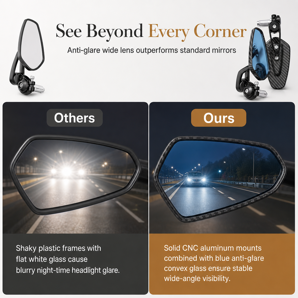 Motorcycle Handlebar End Rear View Mirror Side Mirror Compatible with 150NK 250NK NK400 650NK ST Baboon