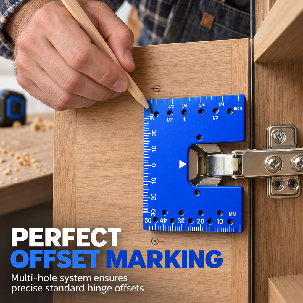 ⚡ 50% RABATT! ✨ Magnetisk Monteringsmall för Skåpgångjärn i Aluminiumlegering – Snabb & Exakt Positioneringsplatta 🛠️