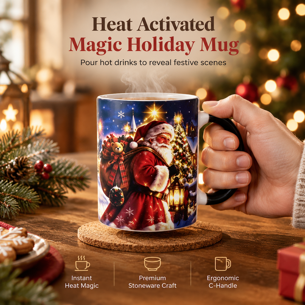 🎄 50% RABATT NU! ☕ Jultomten-mugg som byter färg när den värms upp – häll i en varm dryck och se magin hända 🎅✨