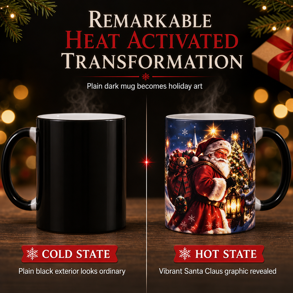 🎄 50% RABATT NU! ☕ Jultomten-mugg som byter färg när den värms upp – häll i en varm dryck och se magin hända 🎅✨