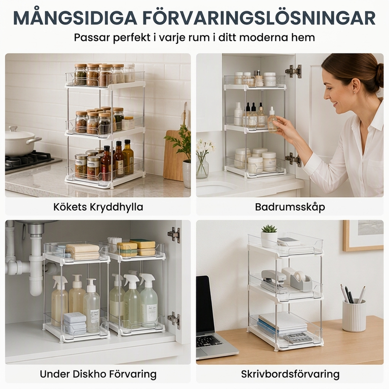 🧺 50% RABATT 🧼 Flerskiktad underdisk arrangör, smart köksförvaring🏠